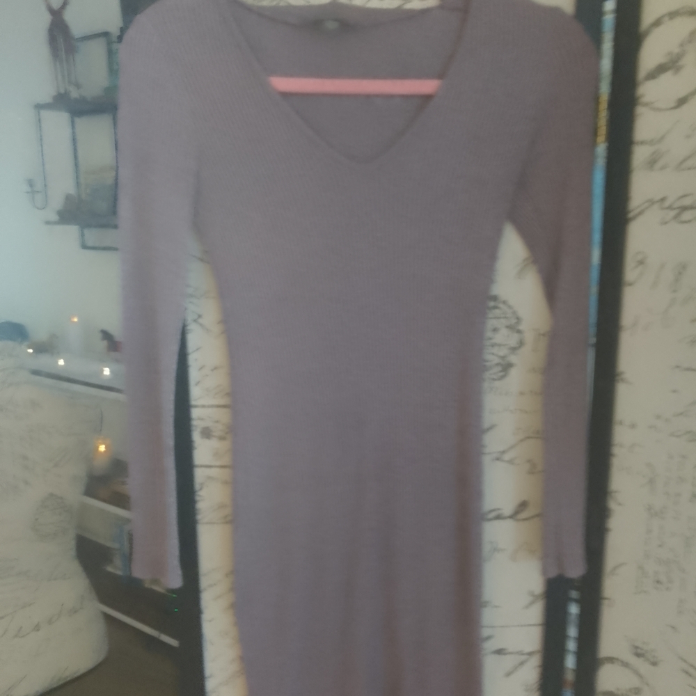 LlChic Long Sleeve Knit Dress in Beige